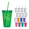 16 Oz. Double Wall Acrylic Tumbler With Straw