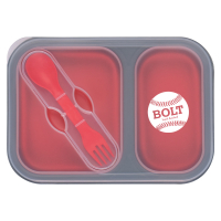 Collapsible 2-Section Food Container With Dual Utensil