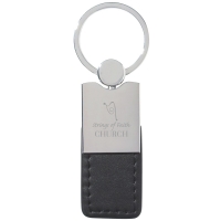 Metal/Simulated Leather Key Tag