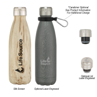 16 Oz. Stainless Steel Woodtone Vacuum Bottle