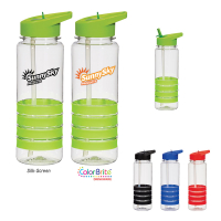 24 Oz. Banded Gripper Bottle With Straw