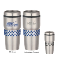 16 Oz. Stainless Steel Tumbler With Dotted Rubber Grip