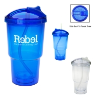 16 Oz. Double Wall Travel Tumbler With Straw