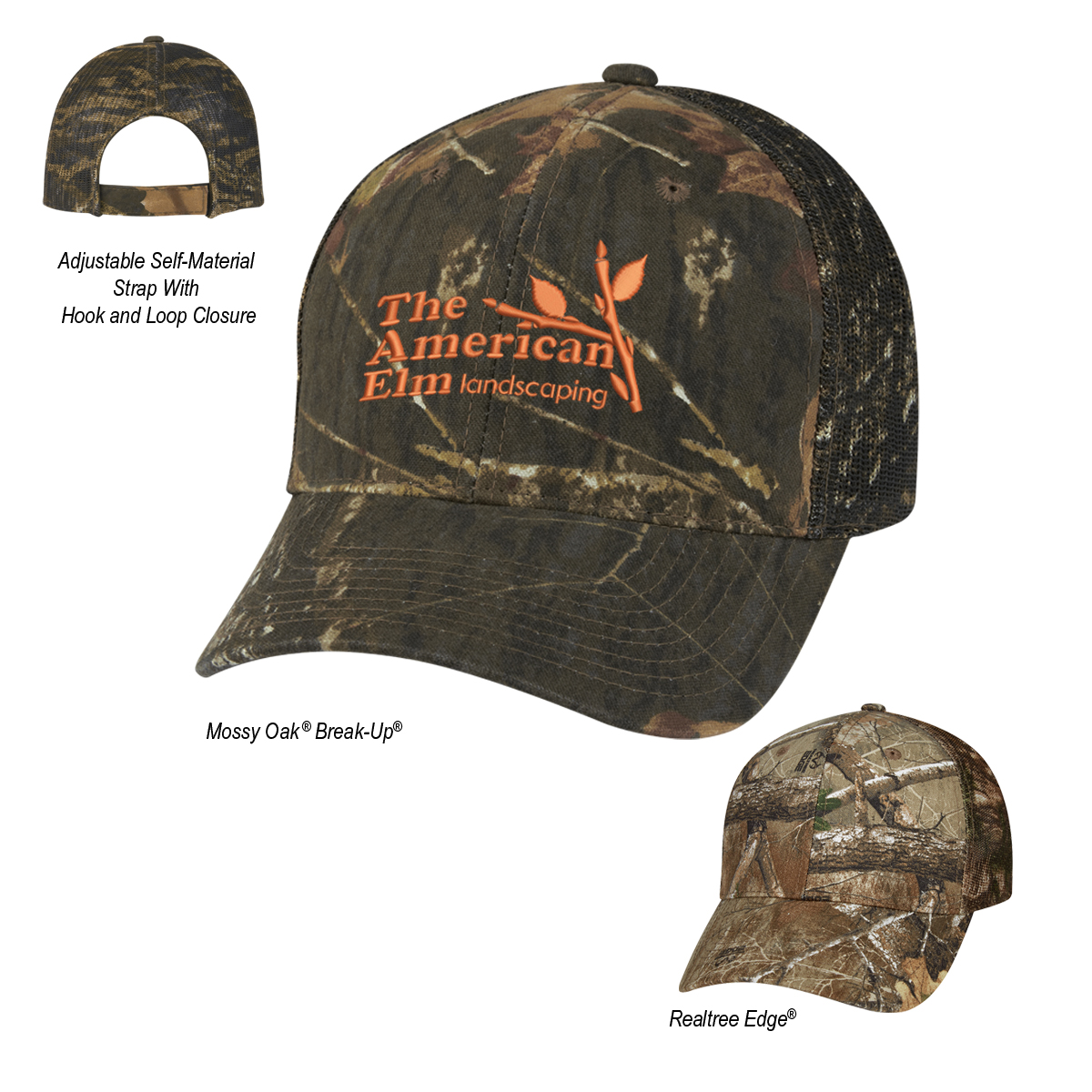 Realtree® And Mossy Oak® Hunter&#8216;s Retreat Mesh Back Camouflage Cap-REALTREE