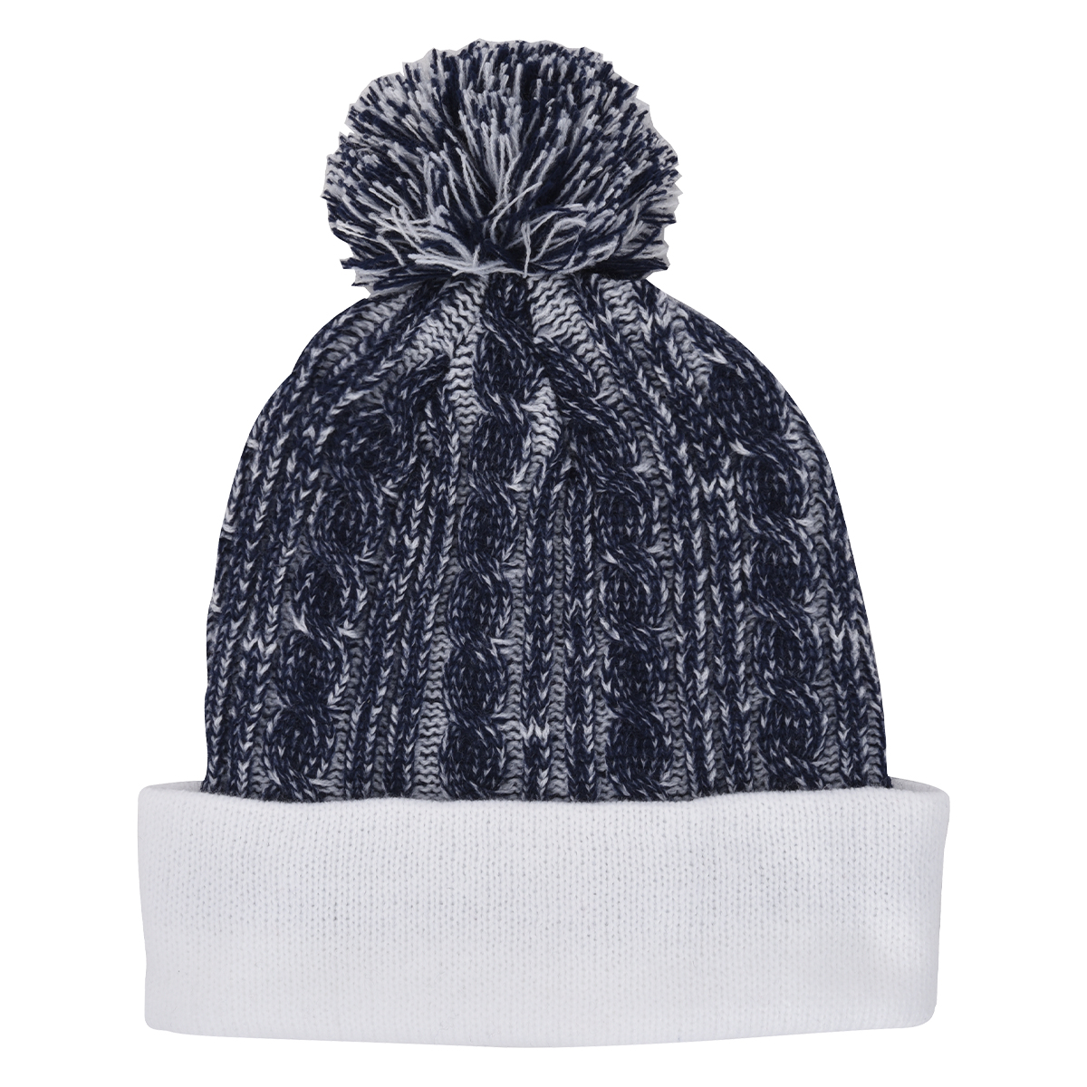 Casey Cable Knit Pom Beanie With Cuff