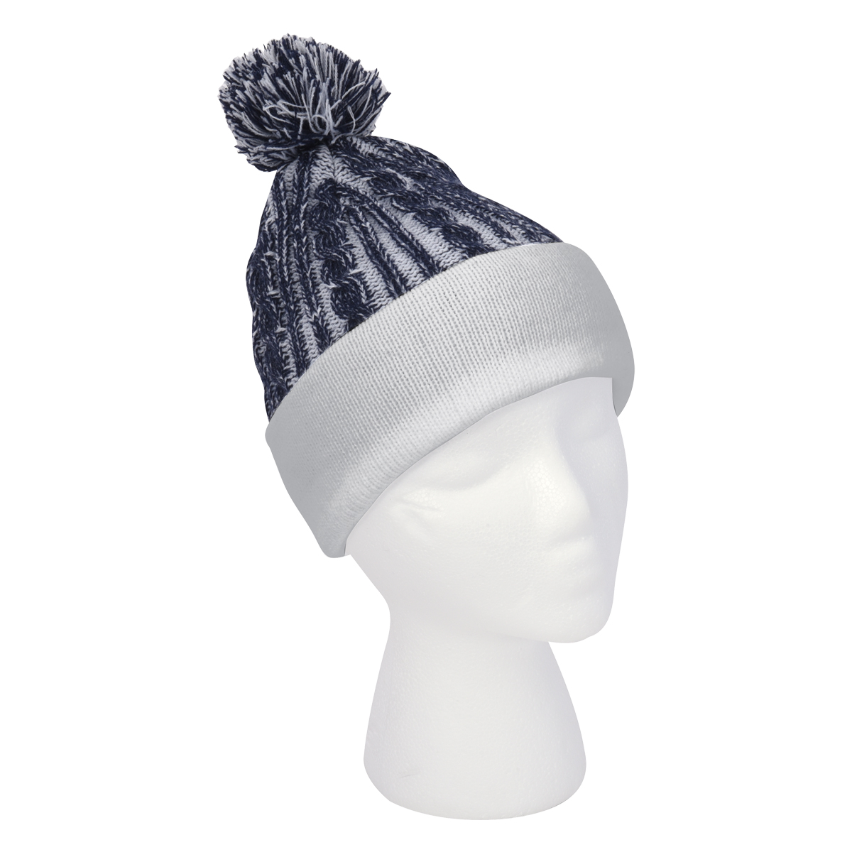 Casey Cable Knit Pom Beanie With Cuff