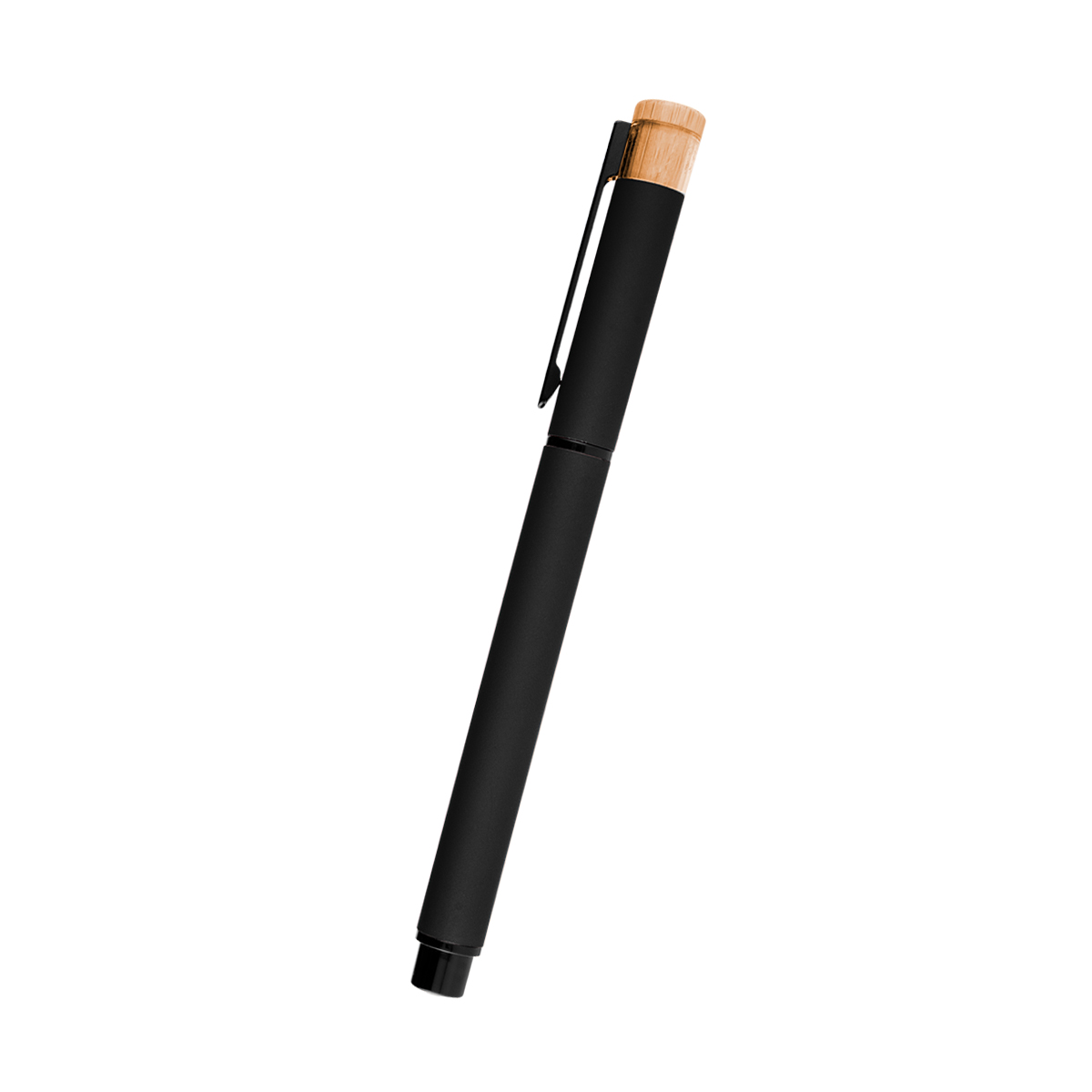 Ronan Recycled Aluminum Gel Pen - BLACK/BAMBOO
