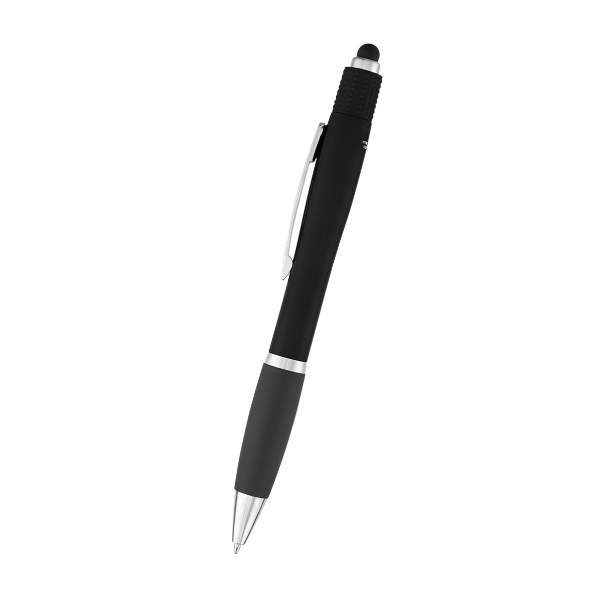 rABS Satin Stylus Pen With Spin Top - BLACK WITH BLACK