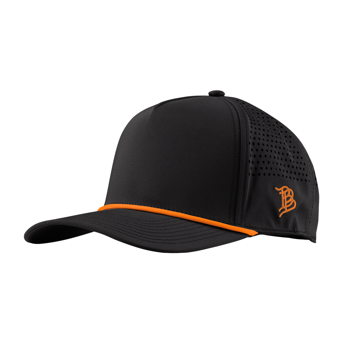 Branded Bills 545 Bare Curved Rope Cap — BLACK WITH TANGERINE