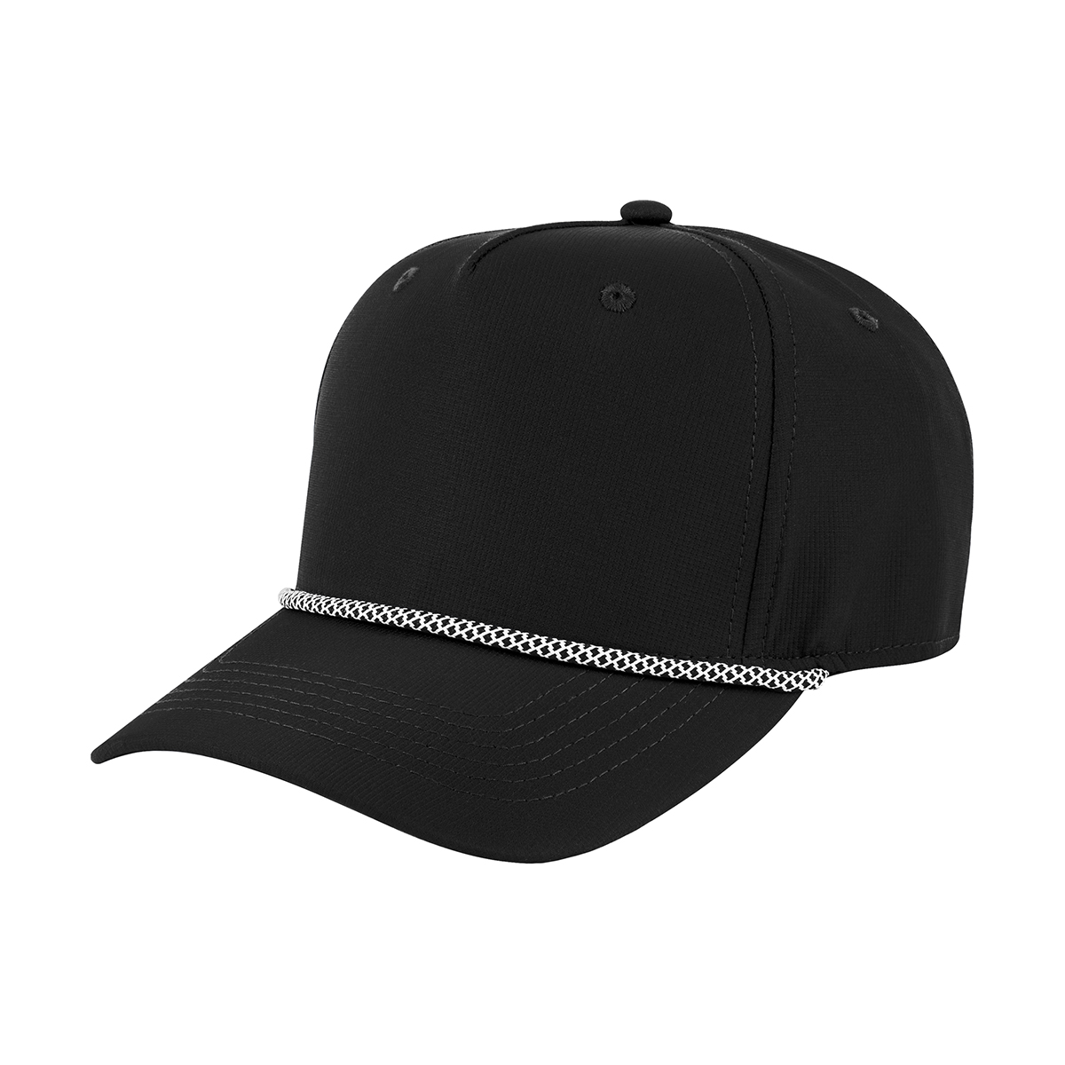 Ryder Ripstop rPET Rope Cap - BLACK WITH BLACK AND WHITE