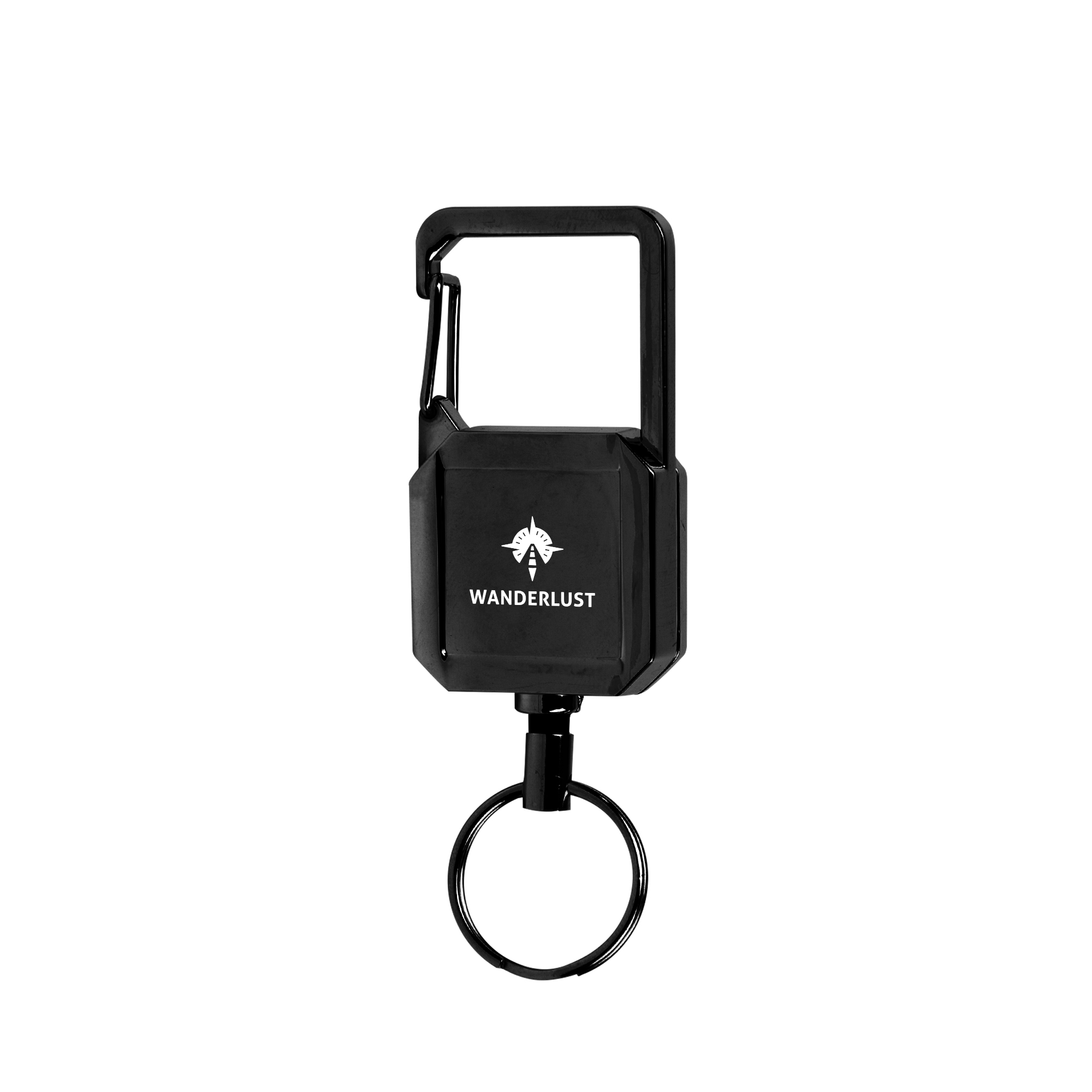 Badge Reel Keychain With Carabiner - BLACK