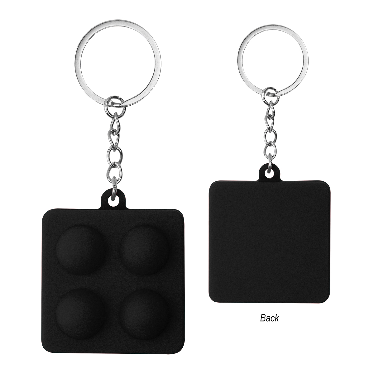 Push Pop Square Stress Reliever Keychain — BLACK