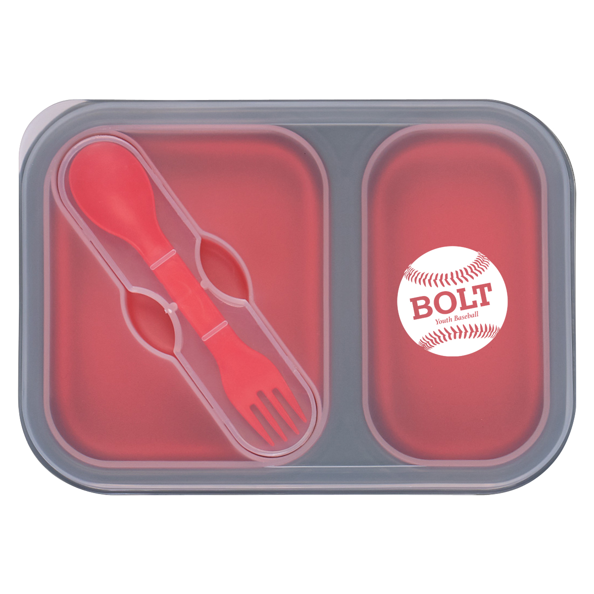 Collapsible 2-Section Food Container With Dual Utensil-HIT