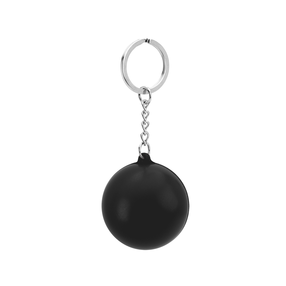 Round PU Stress Reliever Keychain - BLACK