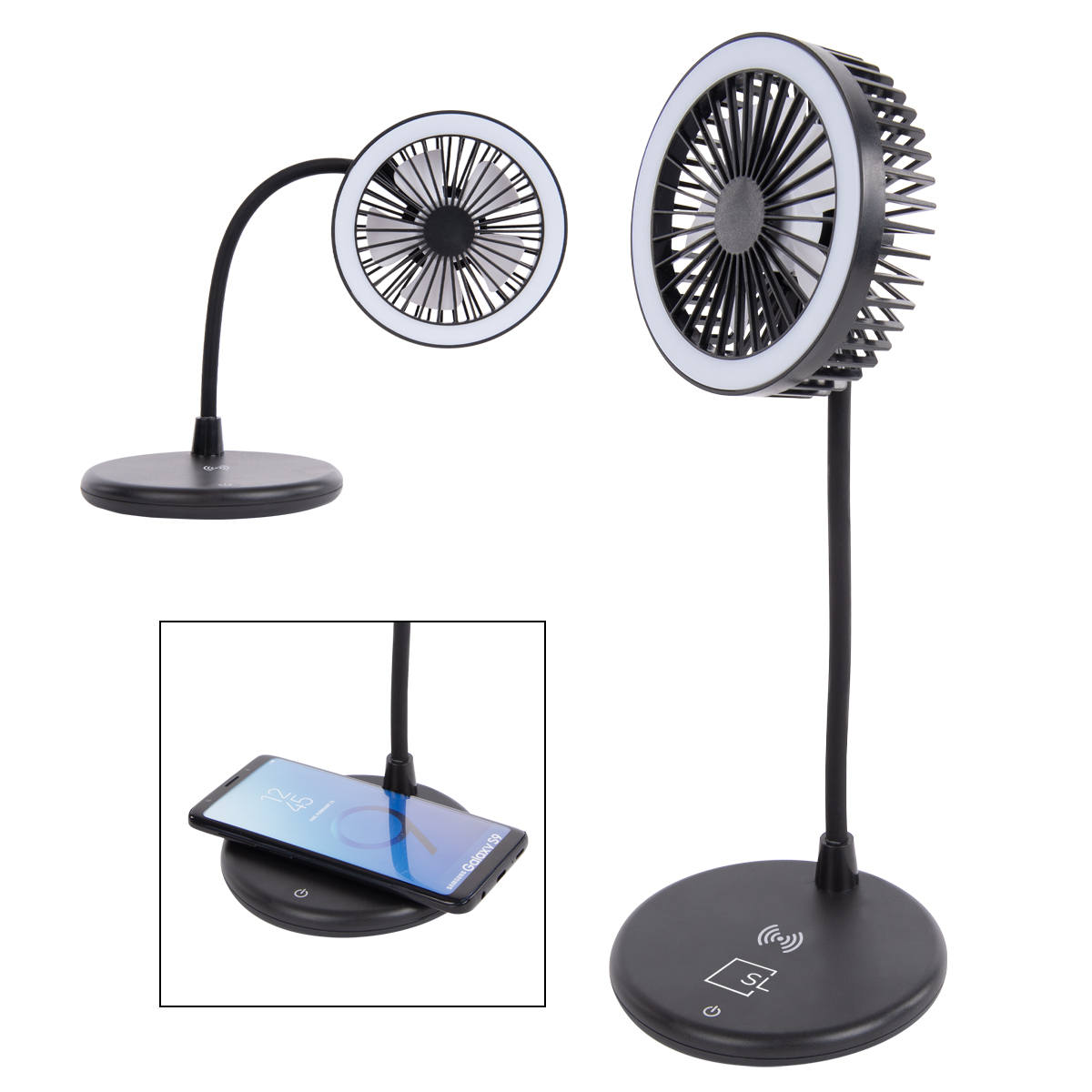 Desktop Fan With Ring Light & Wireless Charger-HIT