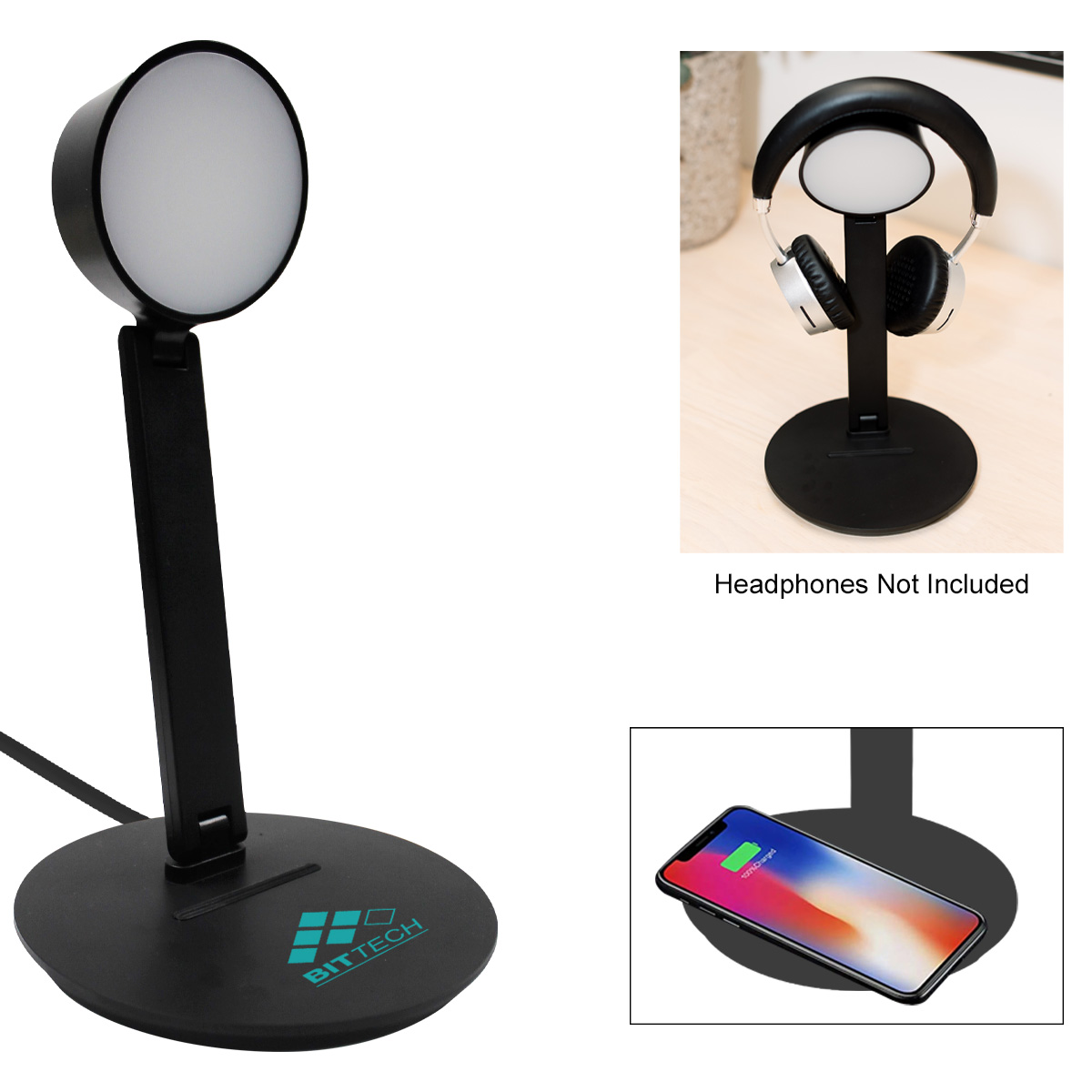 Vanity Light Wireless Charger With Headphone Stand-HIT