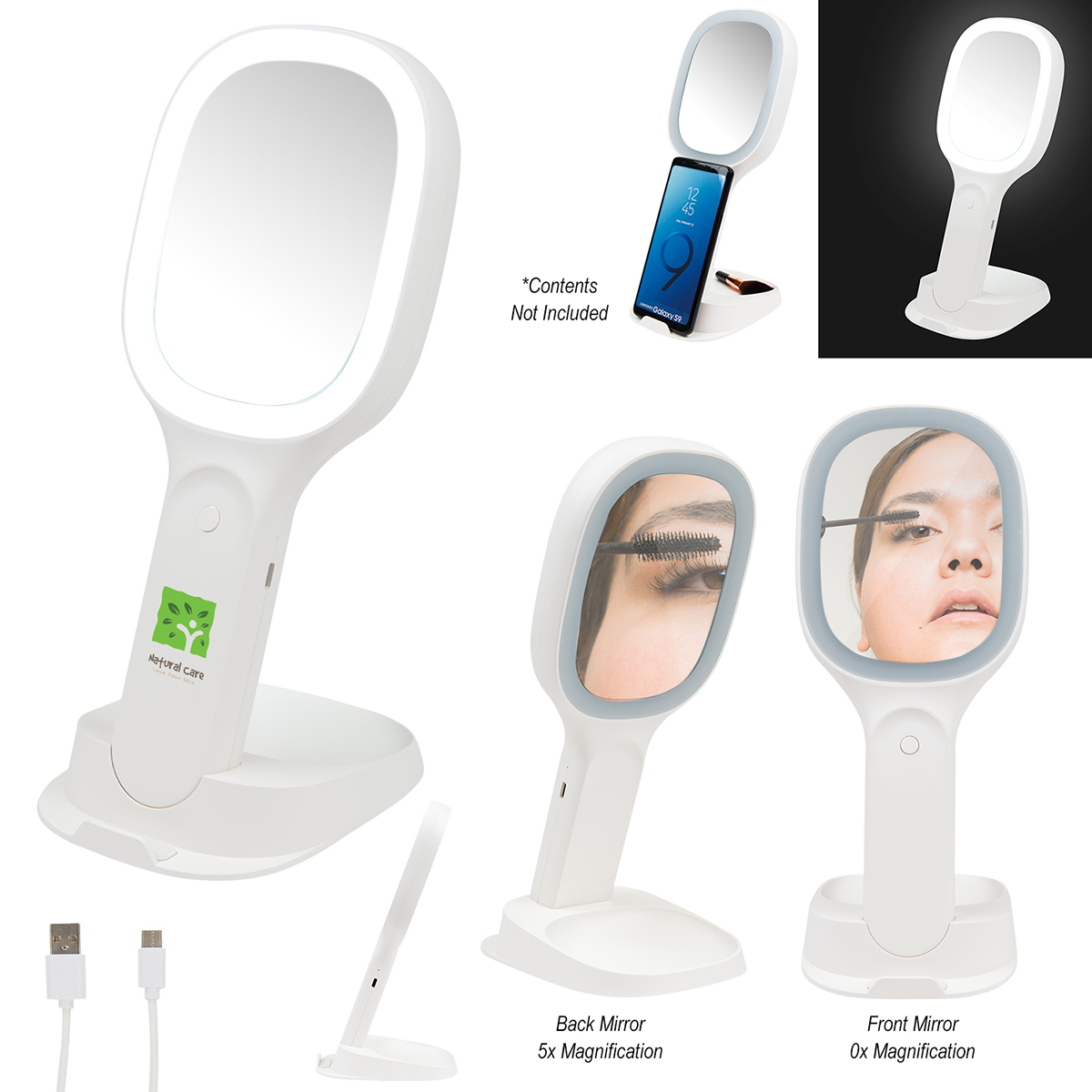 Light Up Double Sided Mirror With Wireless Charger-HIT