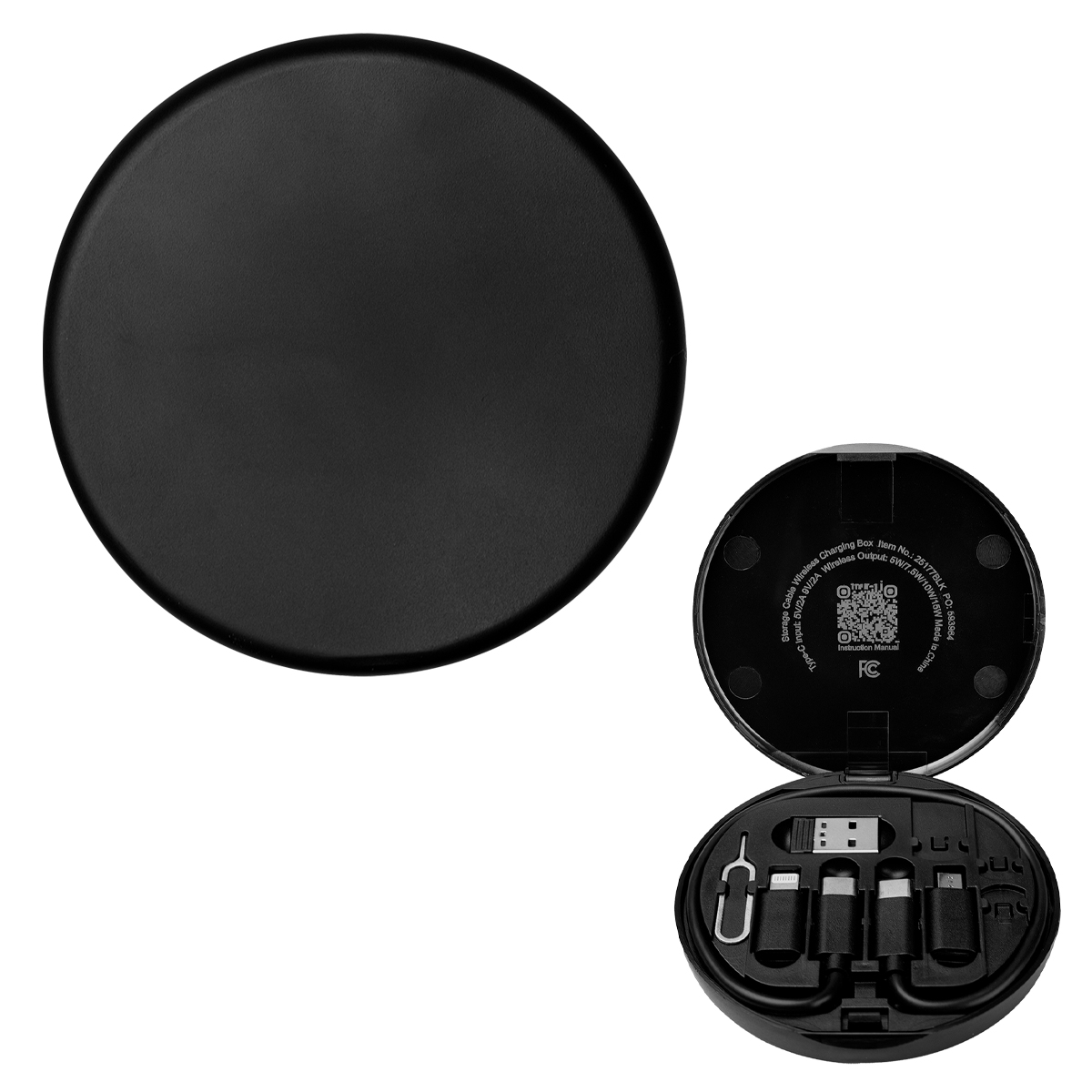 Charging Cord & Adapter Set In Wireless Charging Case - BLACK