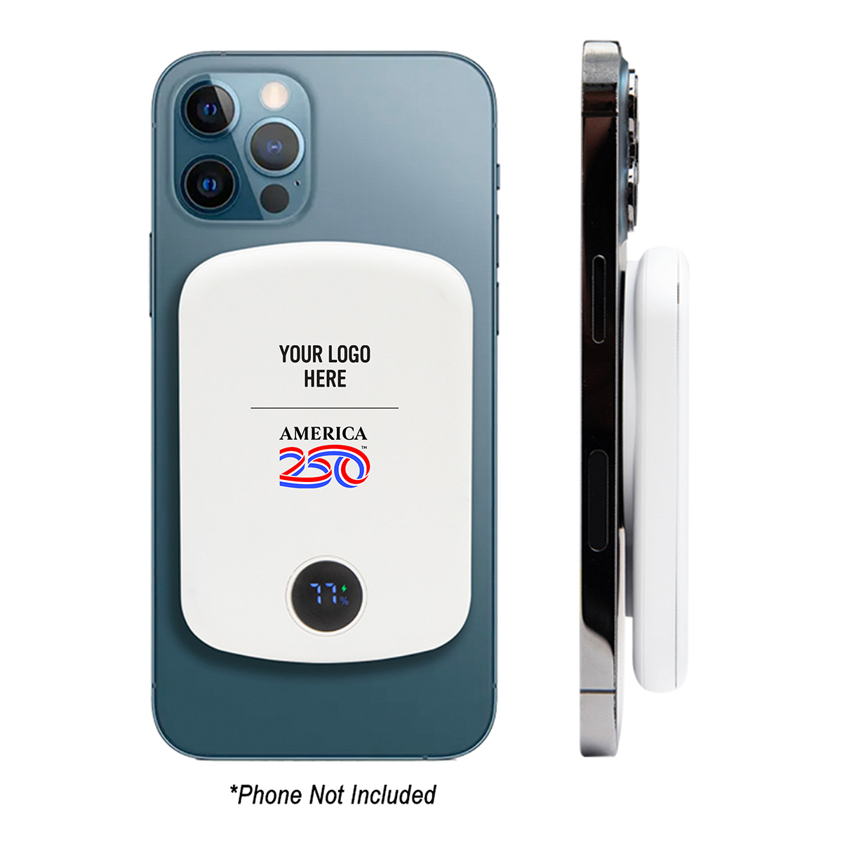 America250™ 15W Mag Max Wireless Charger Power Bank - WHITE