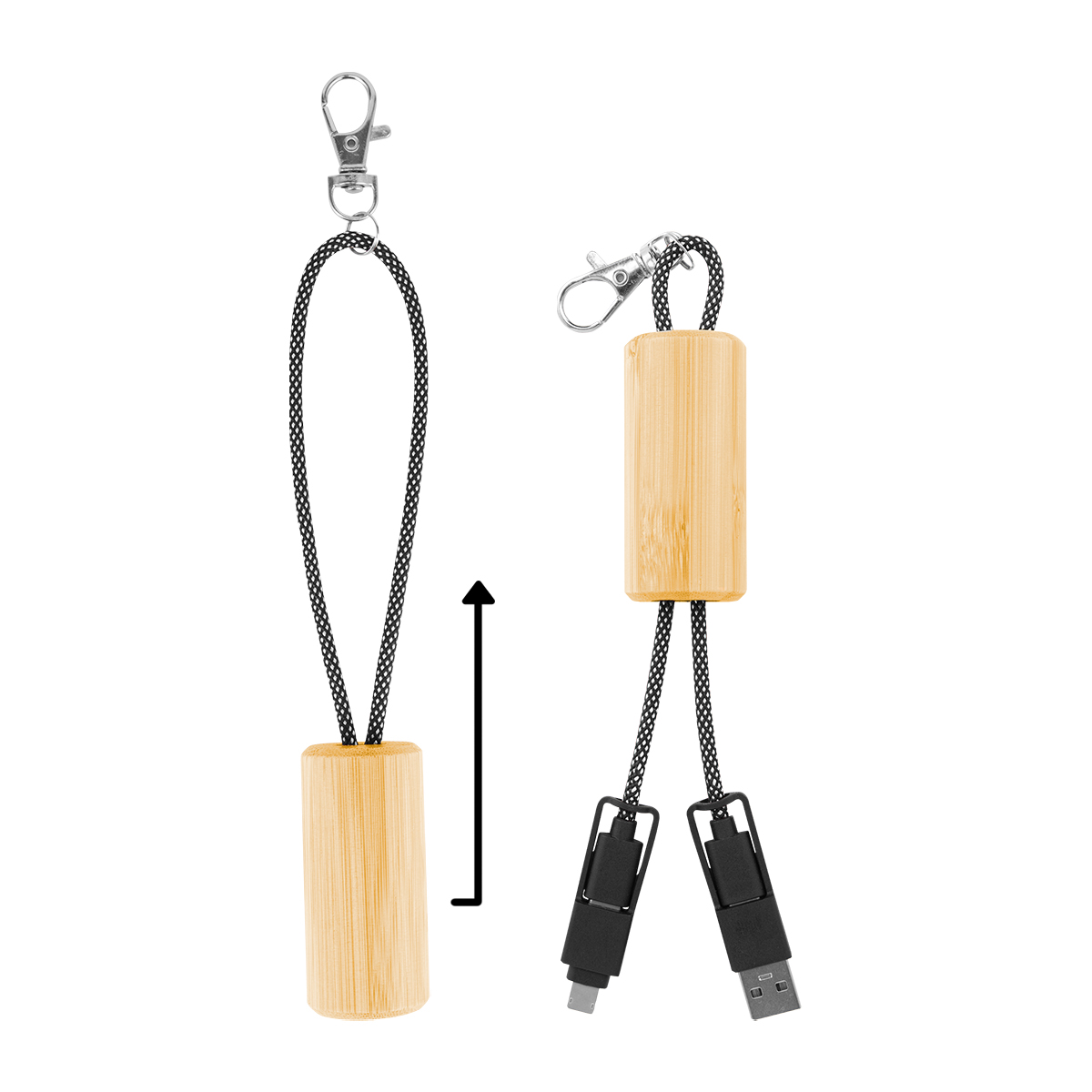 Bamboo Slider Multi-Charging Cables - BLACK/BAMBOO