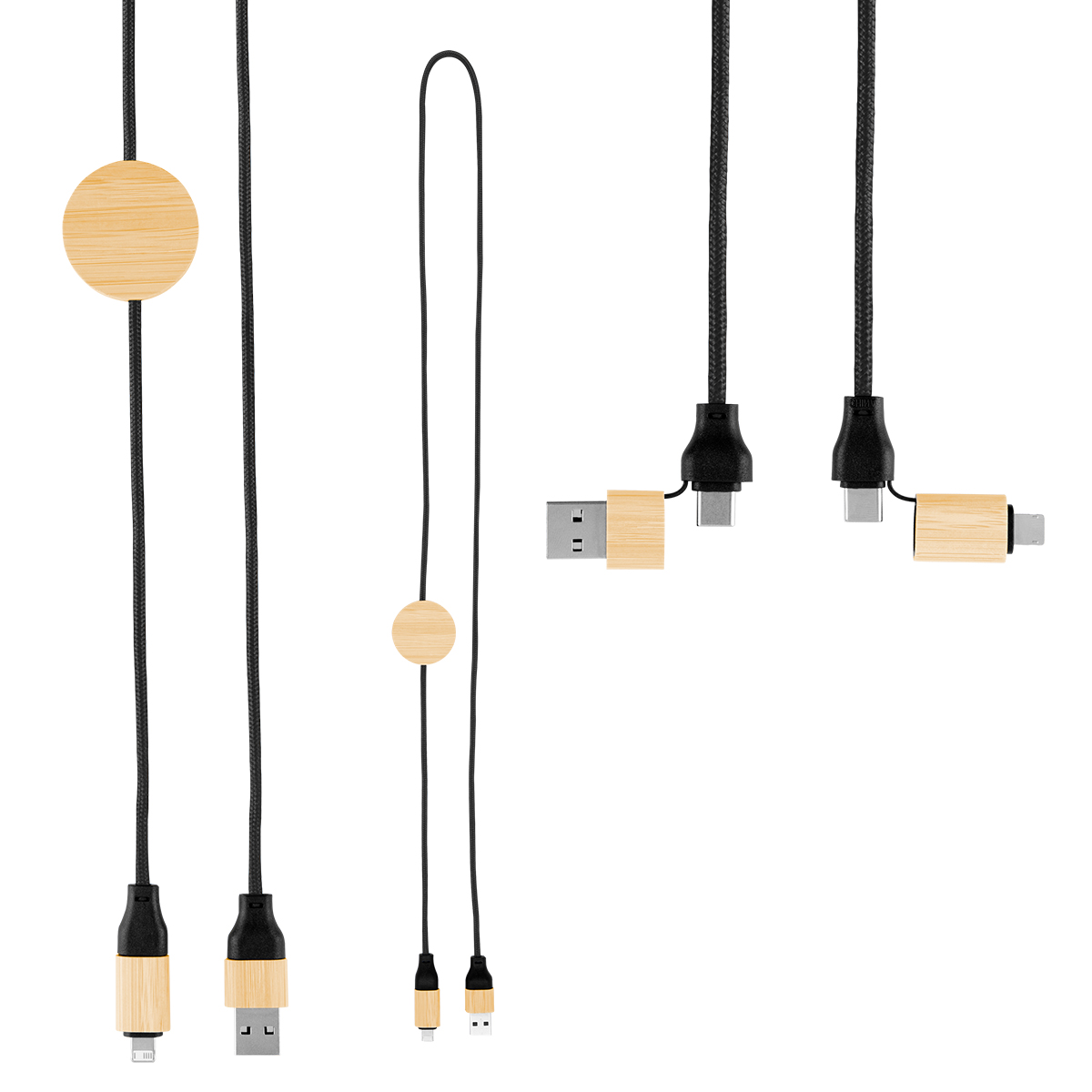 3' 60W Bamboo & rPET Fast Charging Cable - FSC BAMBOO BLACK