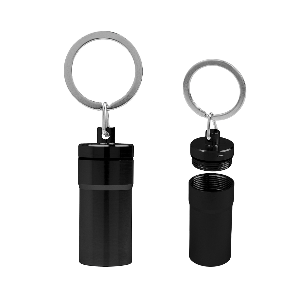 Aluminum Pill Holder Keychain - METALLIC BLACK