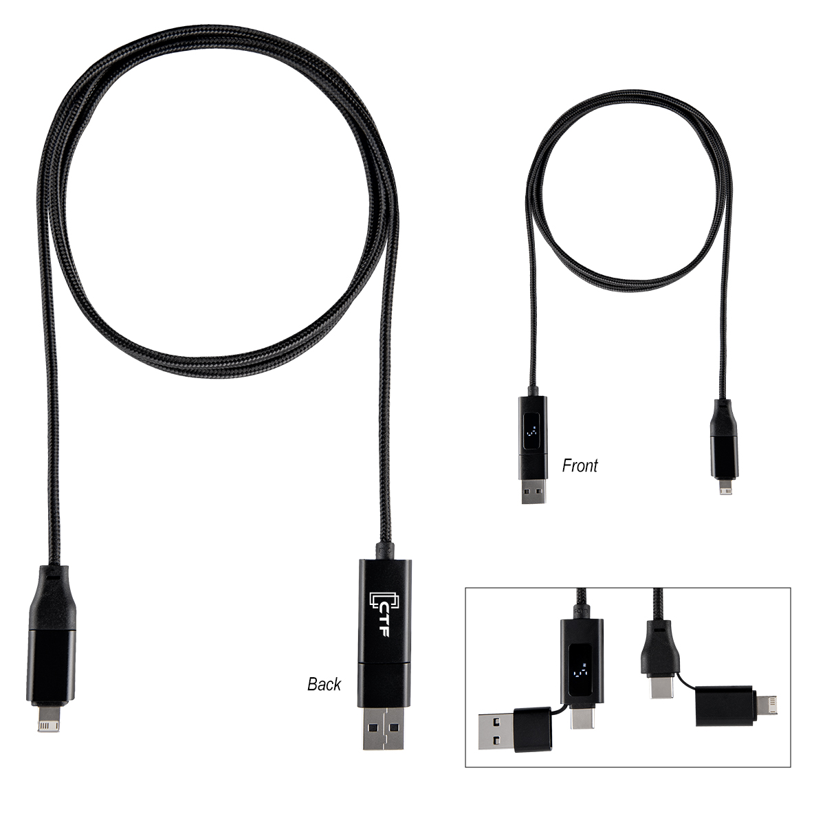 100W Dual Input Fast Charging Cable - BLACK