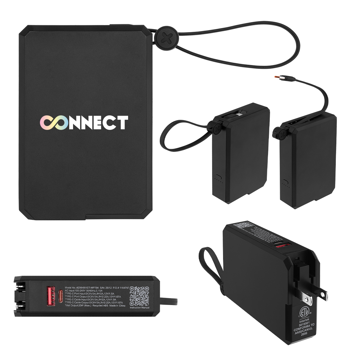 10,000 mAh A/C & Type-C Power Bank - BLACK