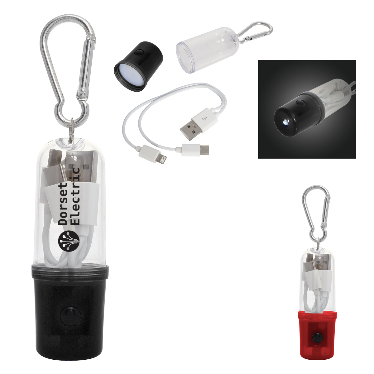 3-In-1 Charging Cable With Flashlight Case