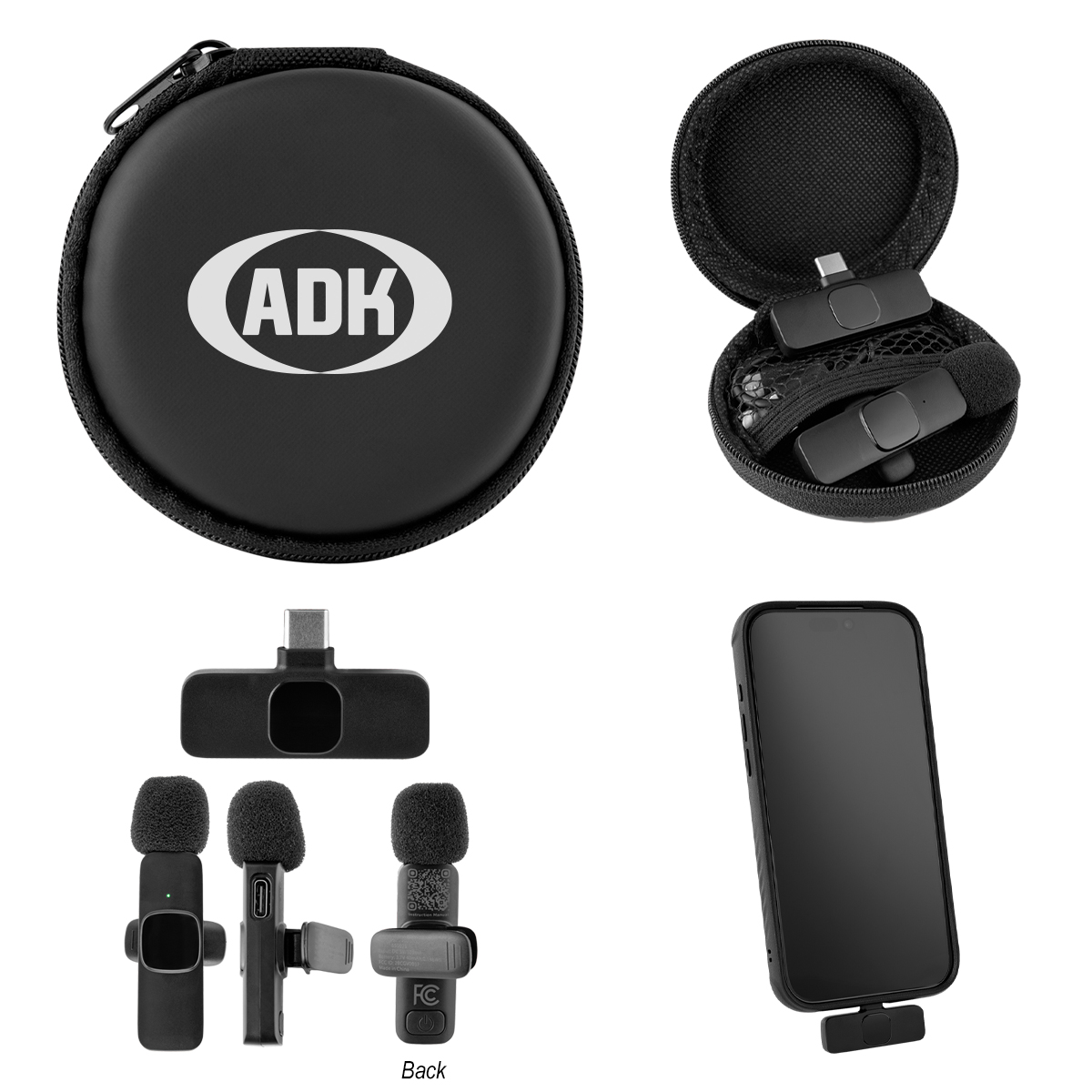 Wireless Lavalier Microphone & Case - BLACK WITH BLACK