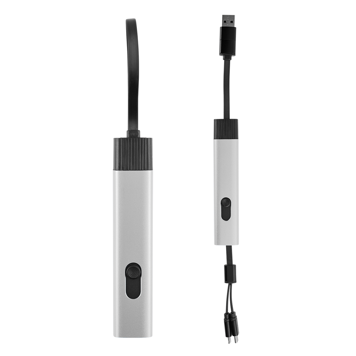 Recycled Aluminum Retractable Travel Charging Cable - SILVER