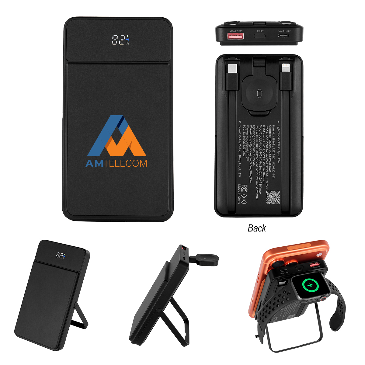 10,000 mAh Mag Max Power Bank & Watch Charger - BLACK