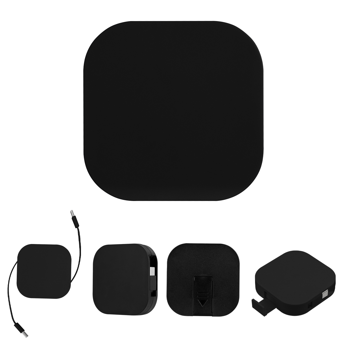60W rABS Retractable Quick Charging Cable & Phone Stand - BLACK