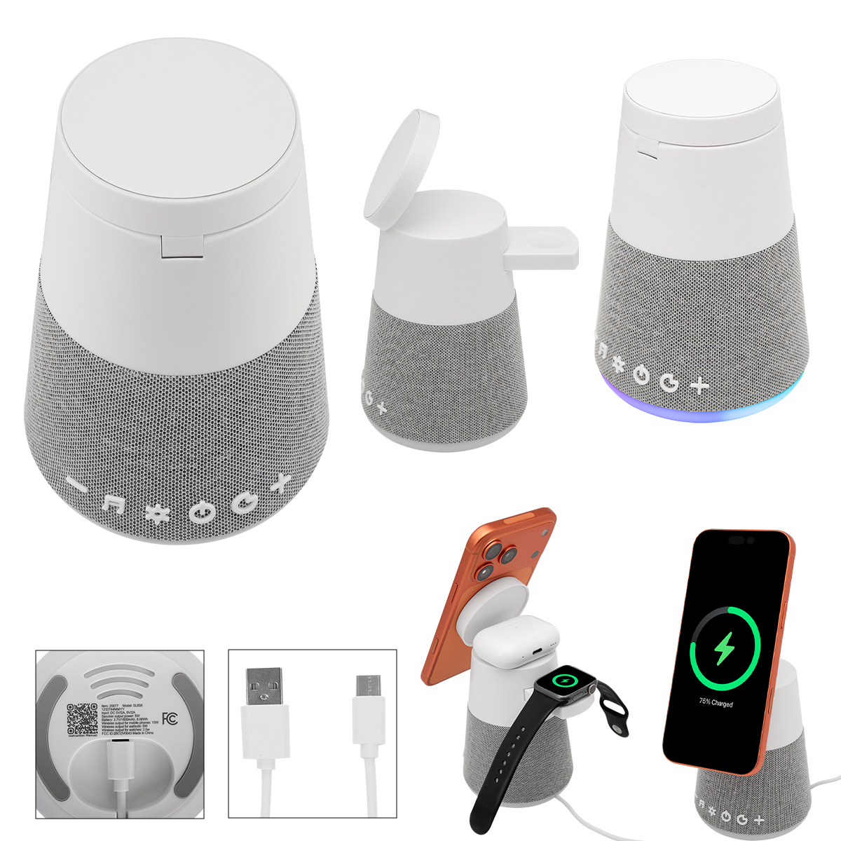 Astro Light Up Speaker Multi-Charging Sound Machine — WHITE/GRAY