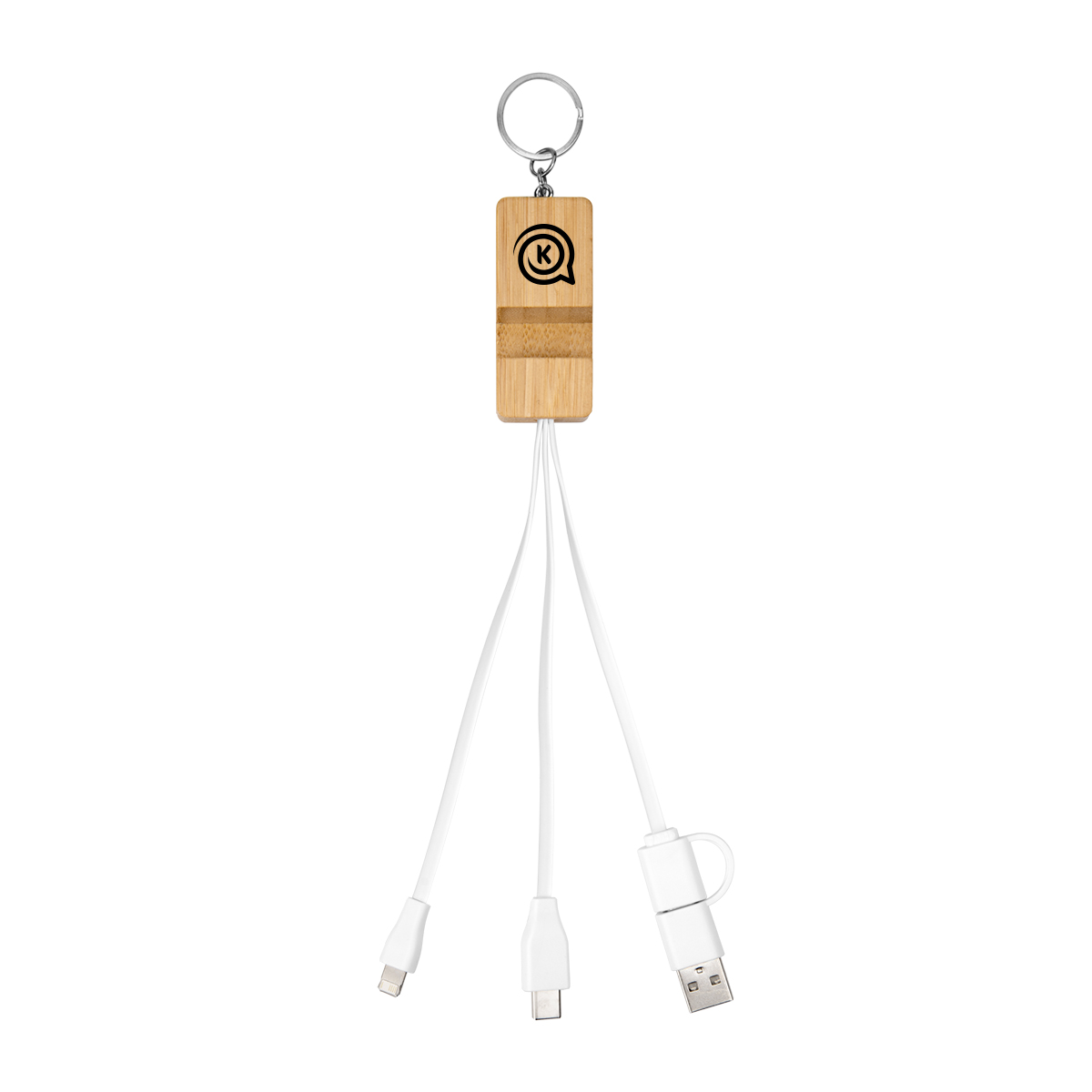 BAMBOO PHONE HOLDER KEYRING WITH CHARGING CABLES-HIT