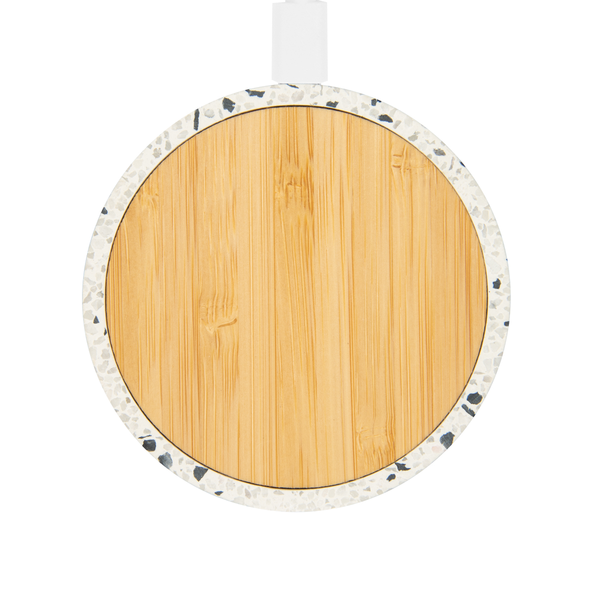 10W Speckle & Bamboo Wireless Charger - WHITE WITH BLACK