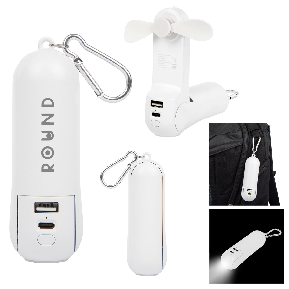 Rechargeable Power Bank With Fan &#38; Flashlight-HIT