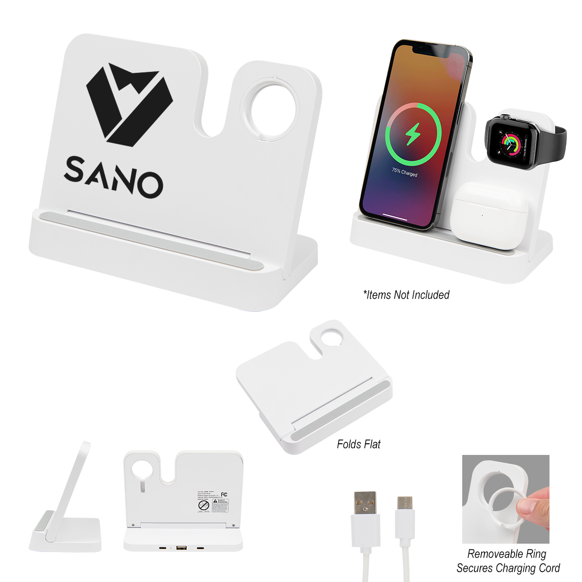 Folding Wireless Charging Station - WHITE