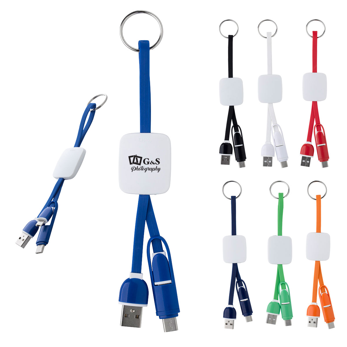 Slide Charging Cables on Key Ring-HIT