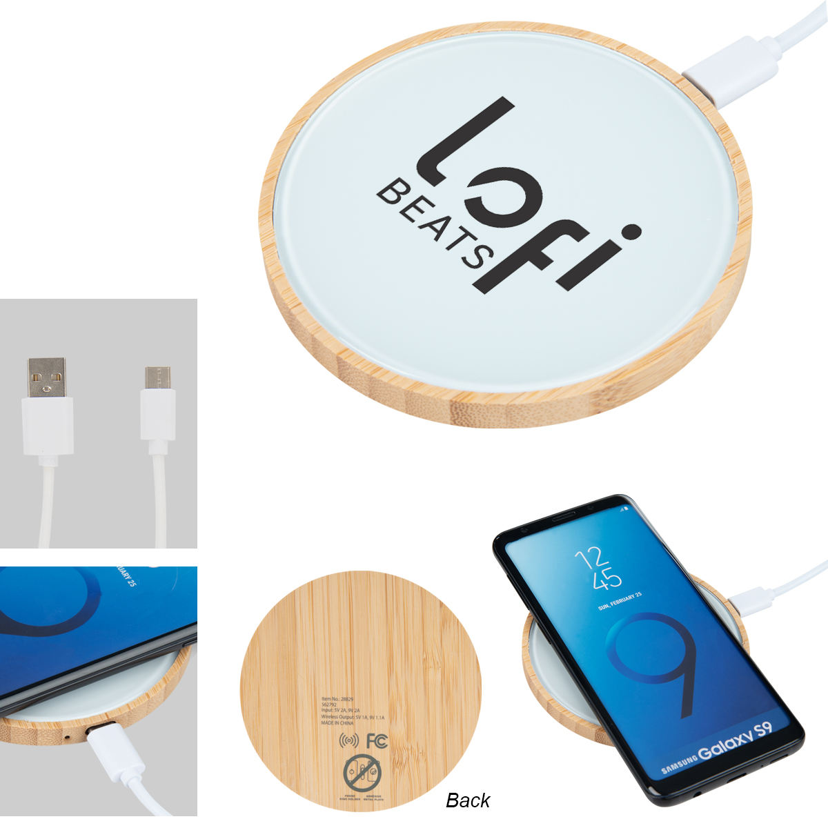 10W Glass & Bamboo Wireless Charger - BAMBOO