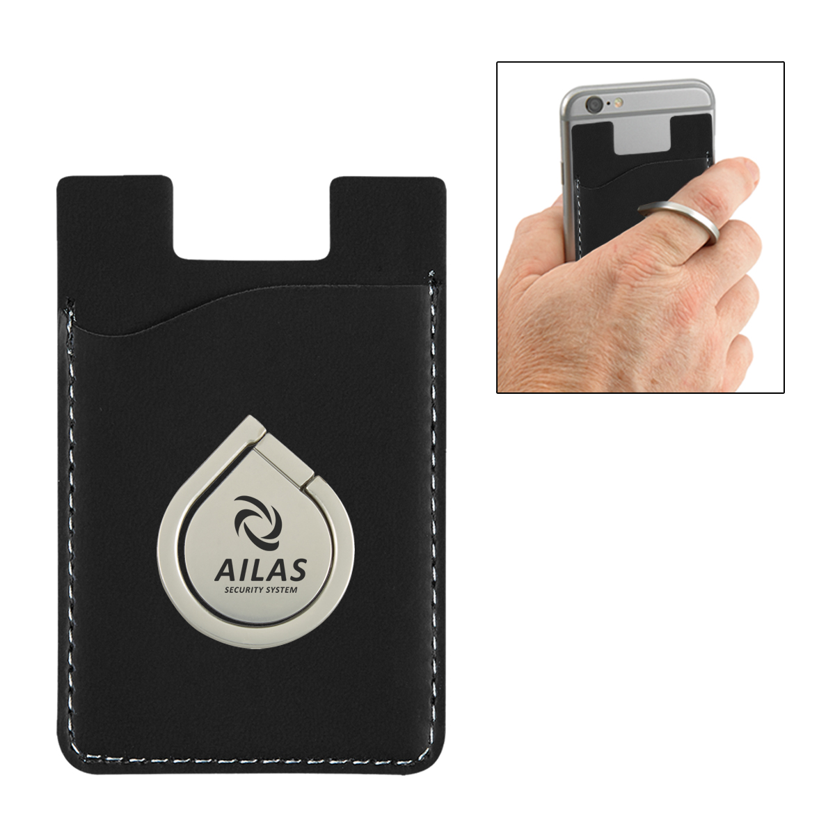 Aluminum Phone Ring And Stand With Phone Wallet-HIT