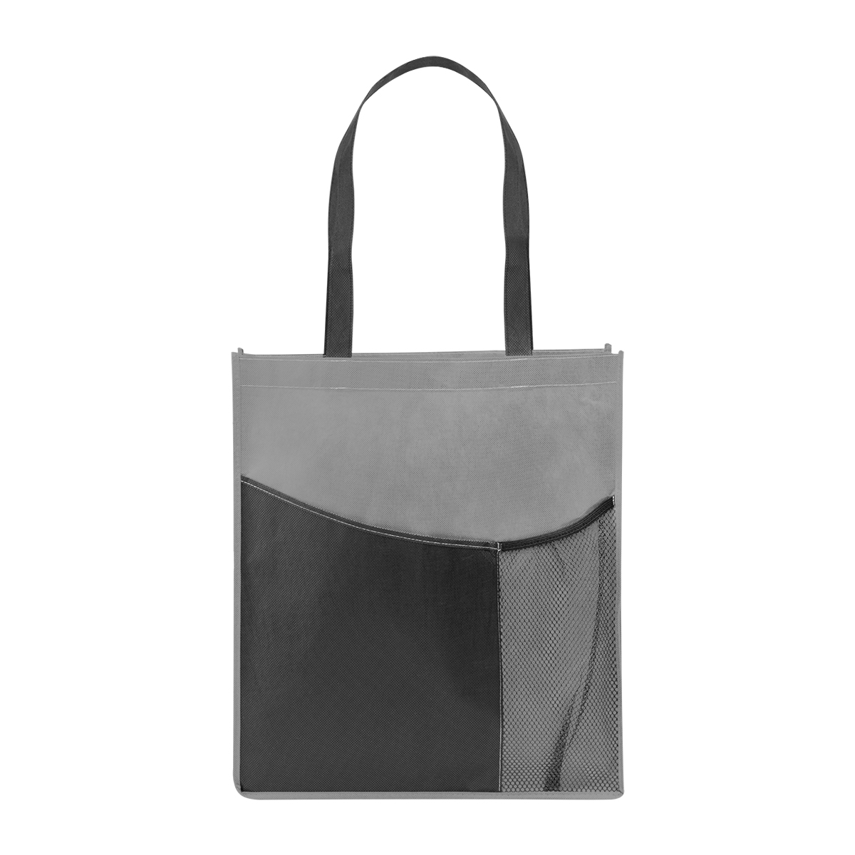 Pisces rPET Non-Woven Tote Bag - GRAY WITH BLACK
