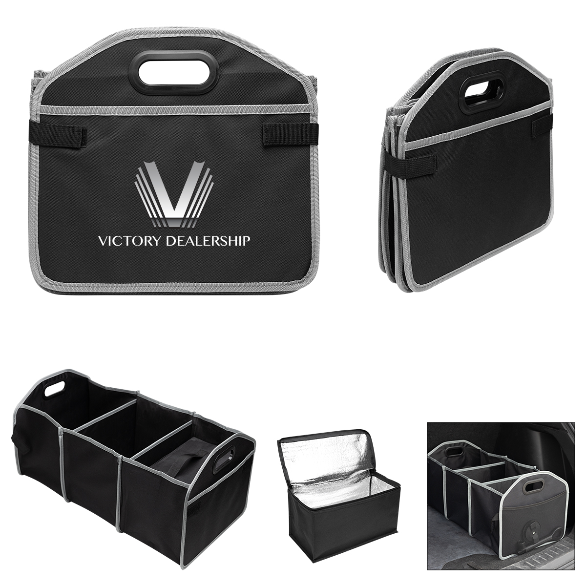 Trunk Organizer With Cooler Bag - BLACK WITH GRAY