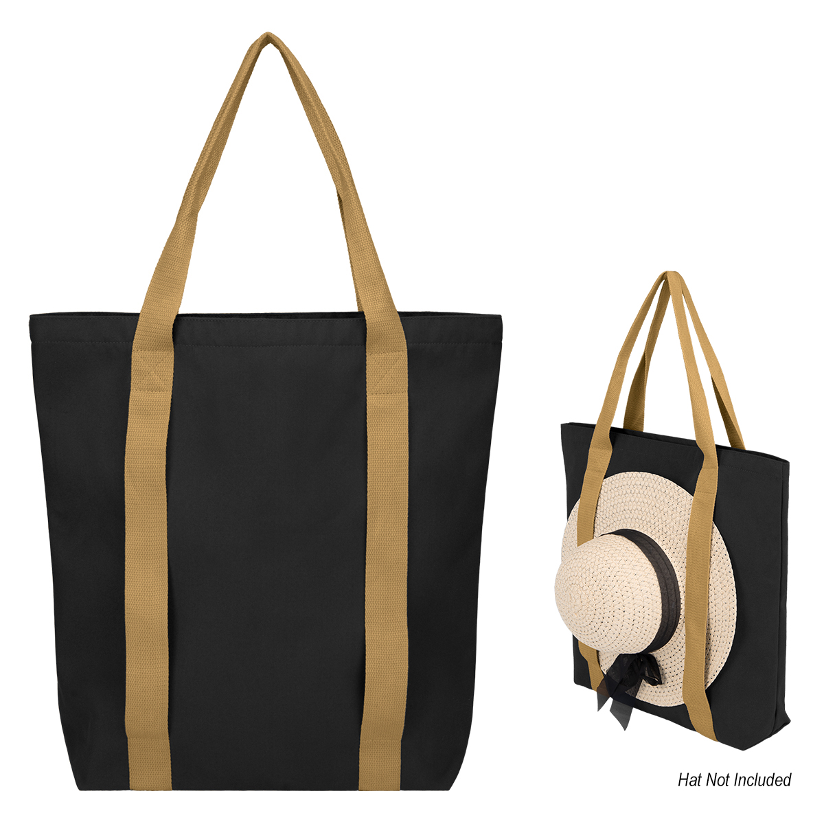 Sunset Boulevard rPET Tote Bag - BLACK WITH BROWN