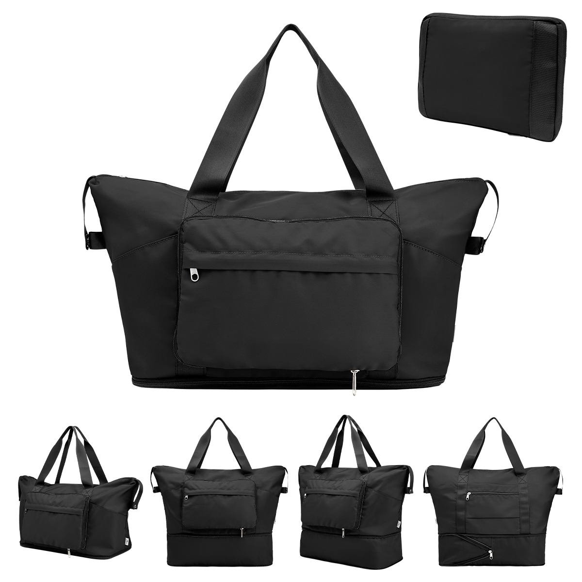 Anywhere rPET Expandable Duffel Bag - BLACK