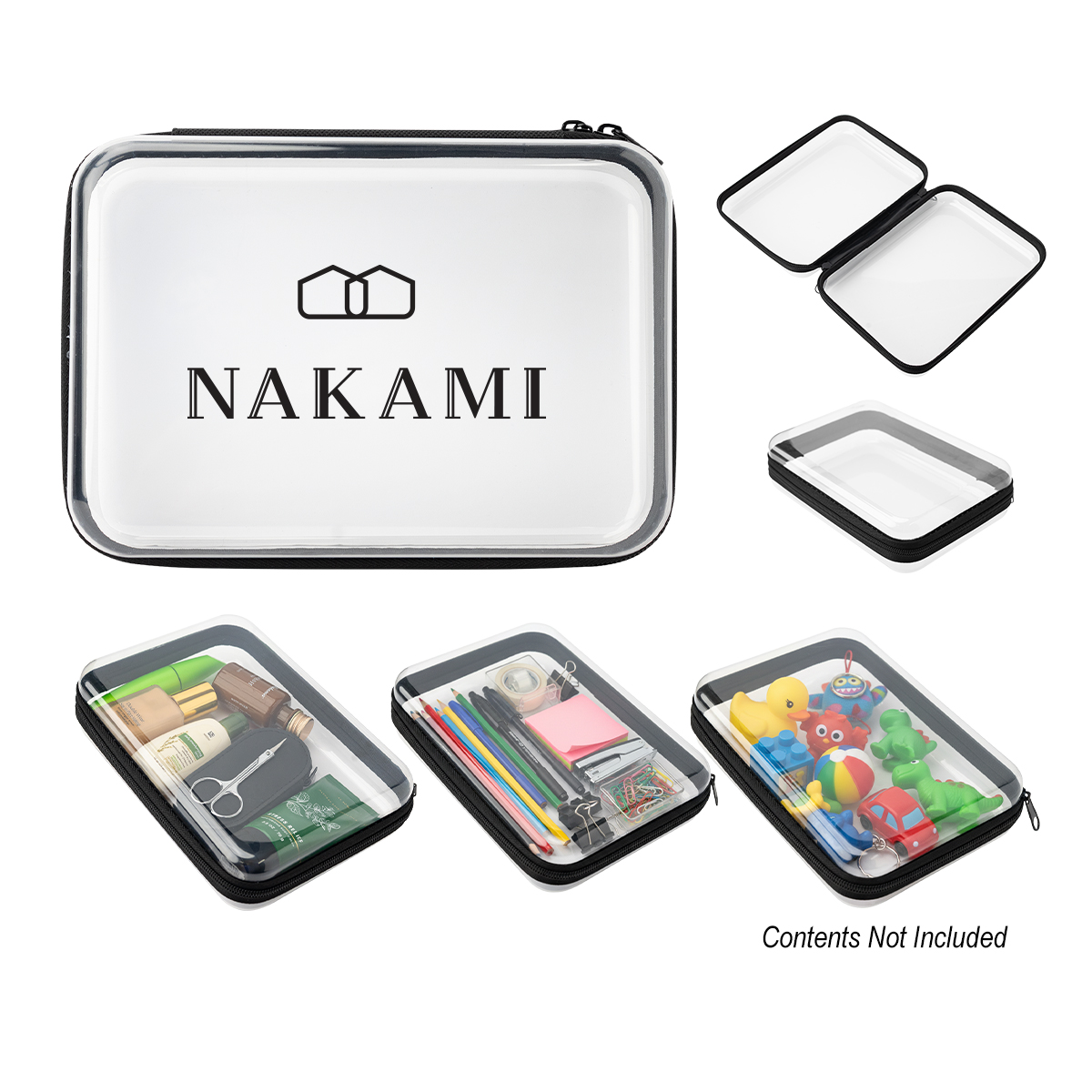 Claire Zippered Hard Case - CLEAR WITH BLACK