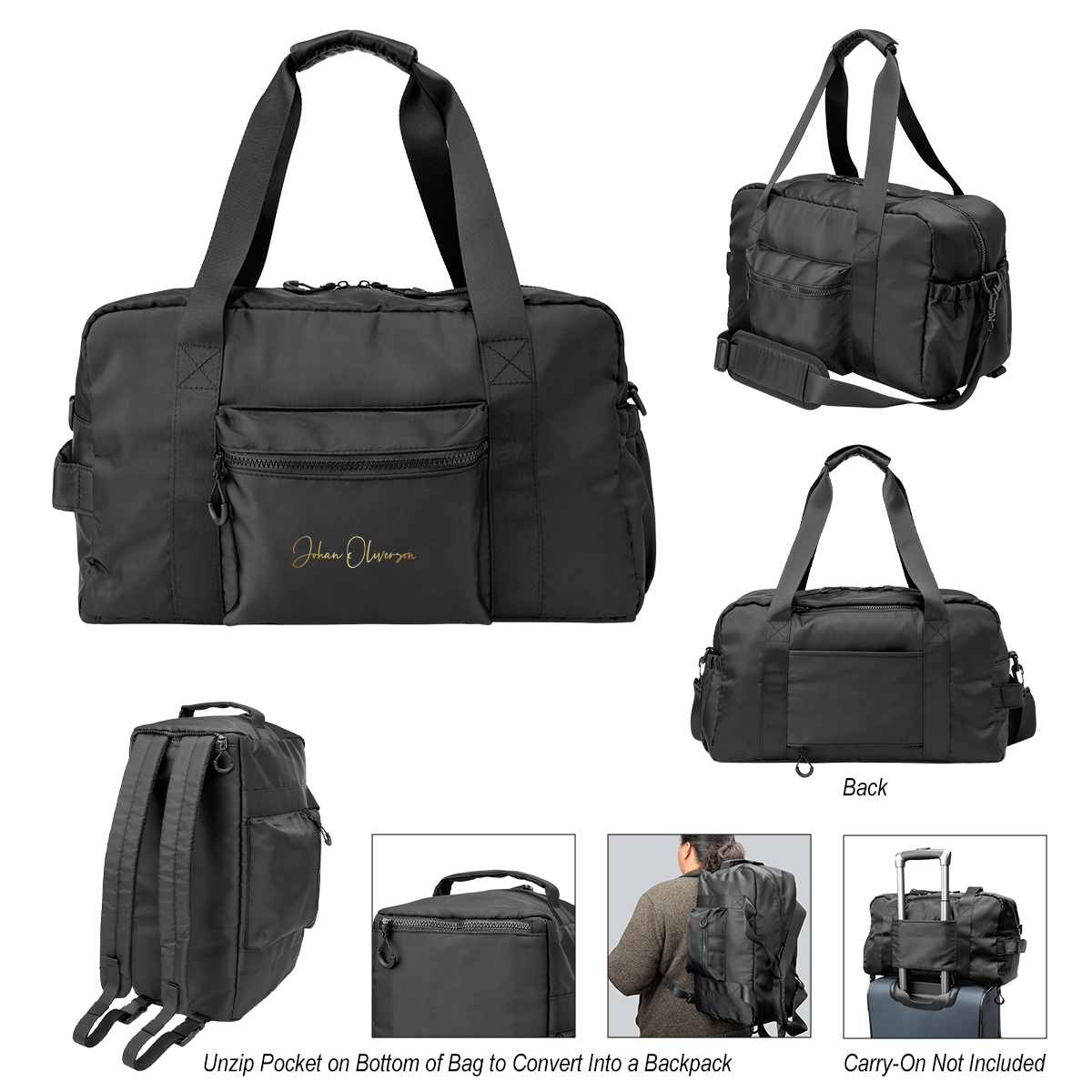 Anywhere rPET Sport Duffel Bag And Backpack - BLACK