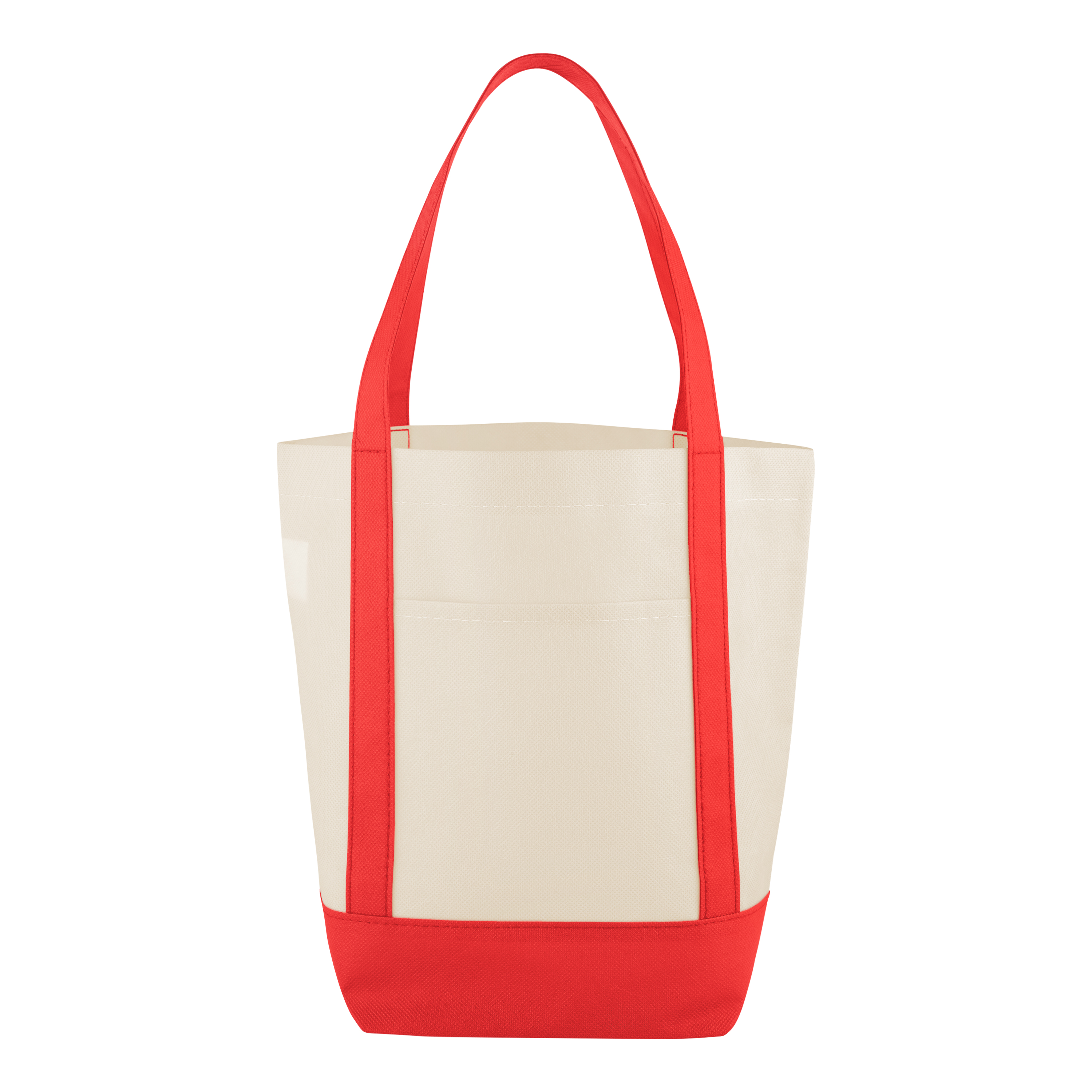 Mini Helm Non-Woven Shopper Tote Bag - NATURAL WITH RED
