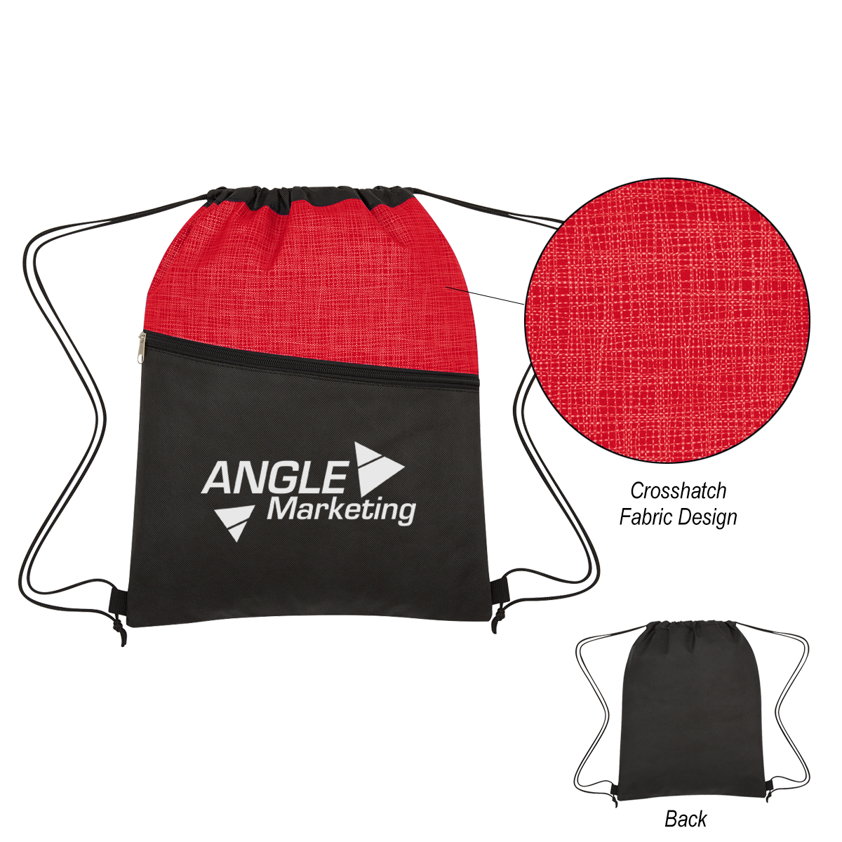 Crosshatch Two-Tone Non-Woven Drawstring Bag-HIT