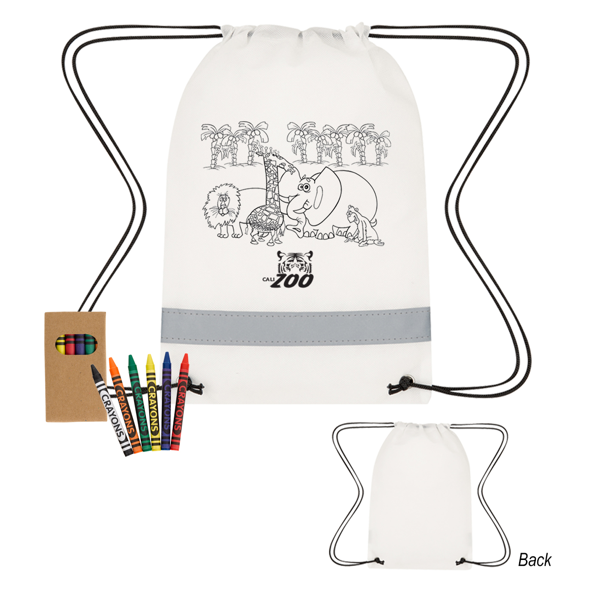 Lil&#39; Bit Reflective Coloring Drawstring Bag With Crayons-HIT
